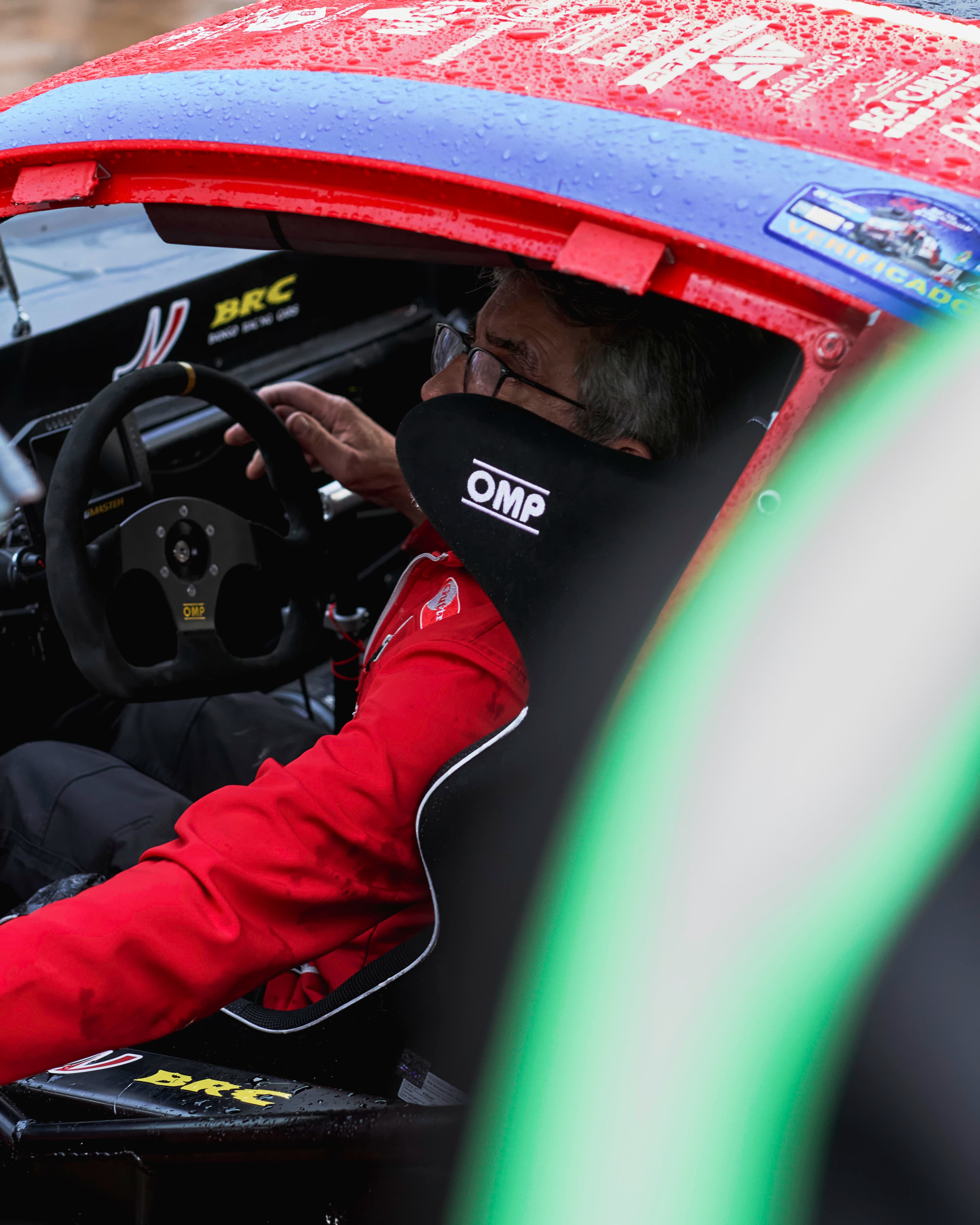 Driver inside race car