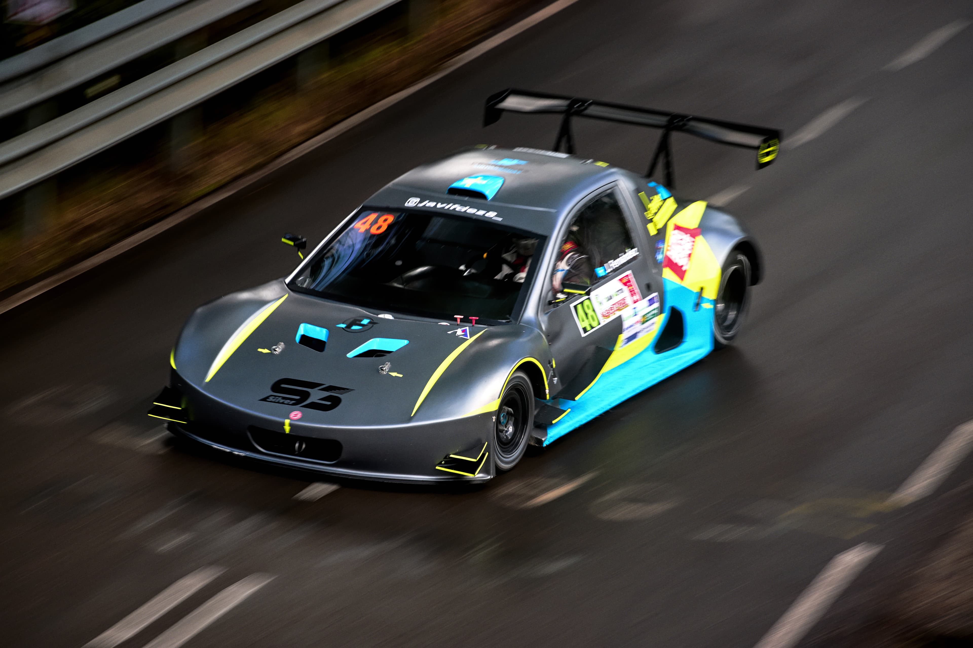 Race car in motion